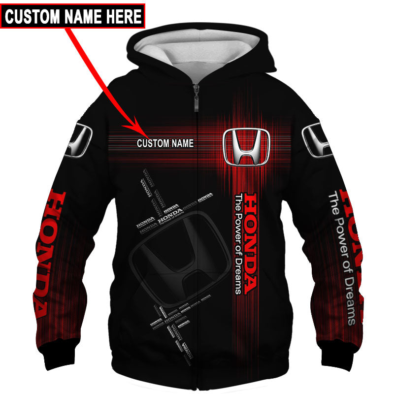 Honda Unisex Hoodies T-shirts Custom Name All Over Print V03 - XL