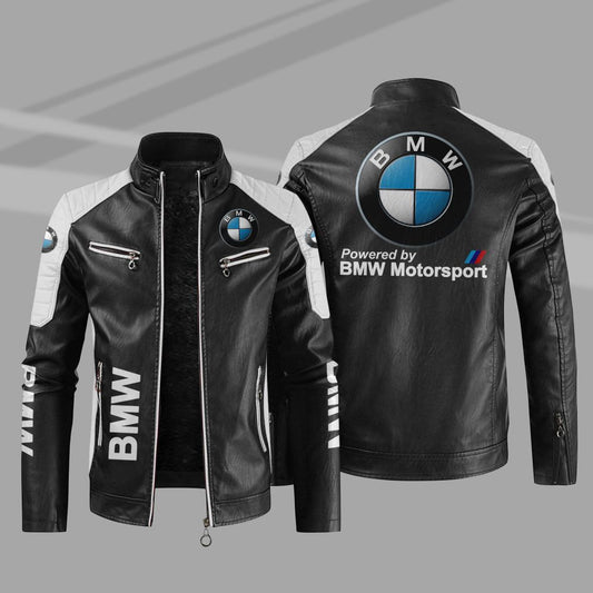 BMW Jacket BMW Sport Leather Jacket V20 - Black/White / S