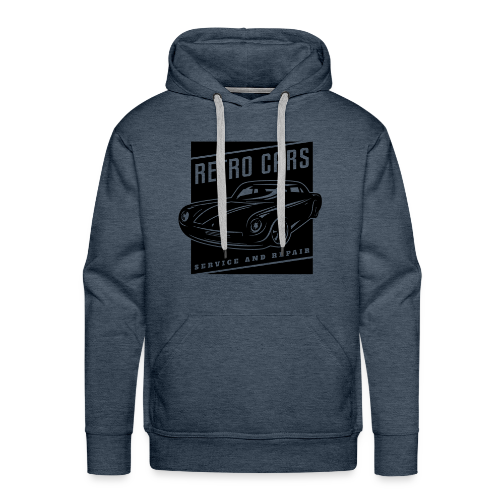 retro car services emblem Men’s Premium Hoodie - heather denim