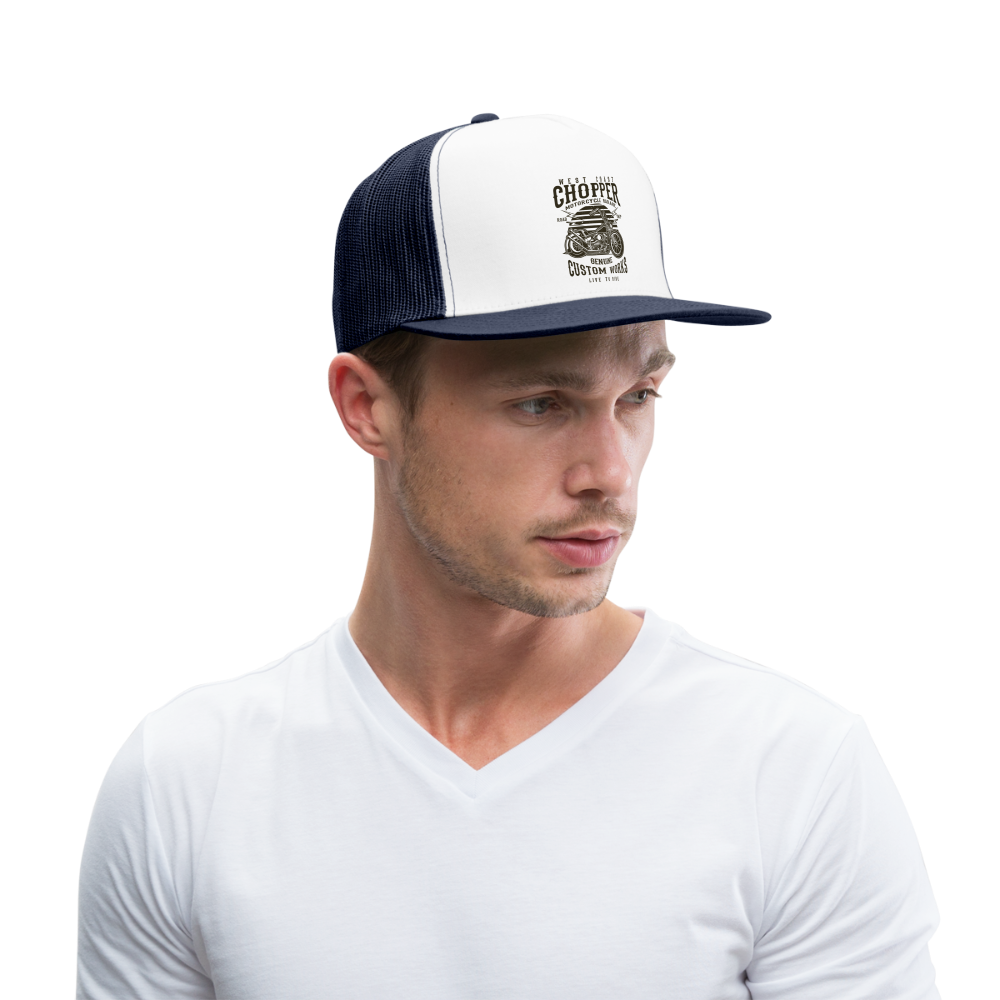 west coast chopper Trucker Cap - white/navy