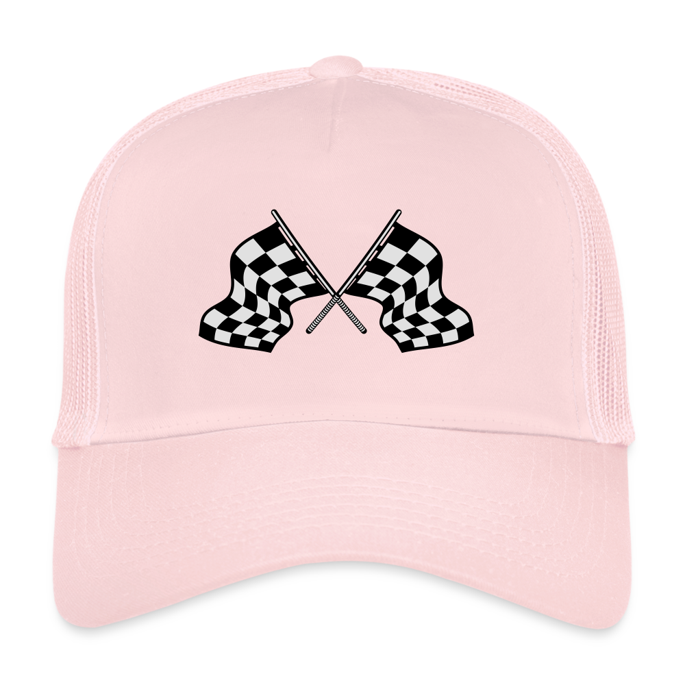 checkered flag Trucker Cap - pale pink