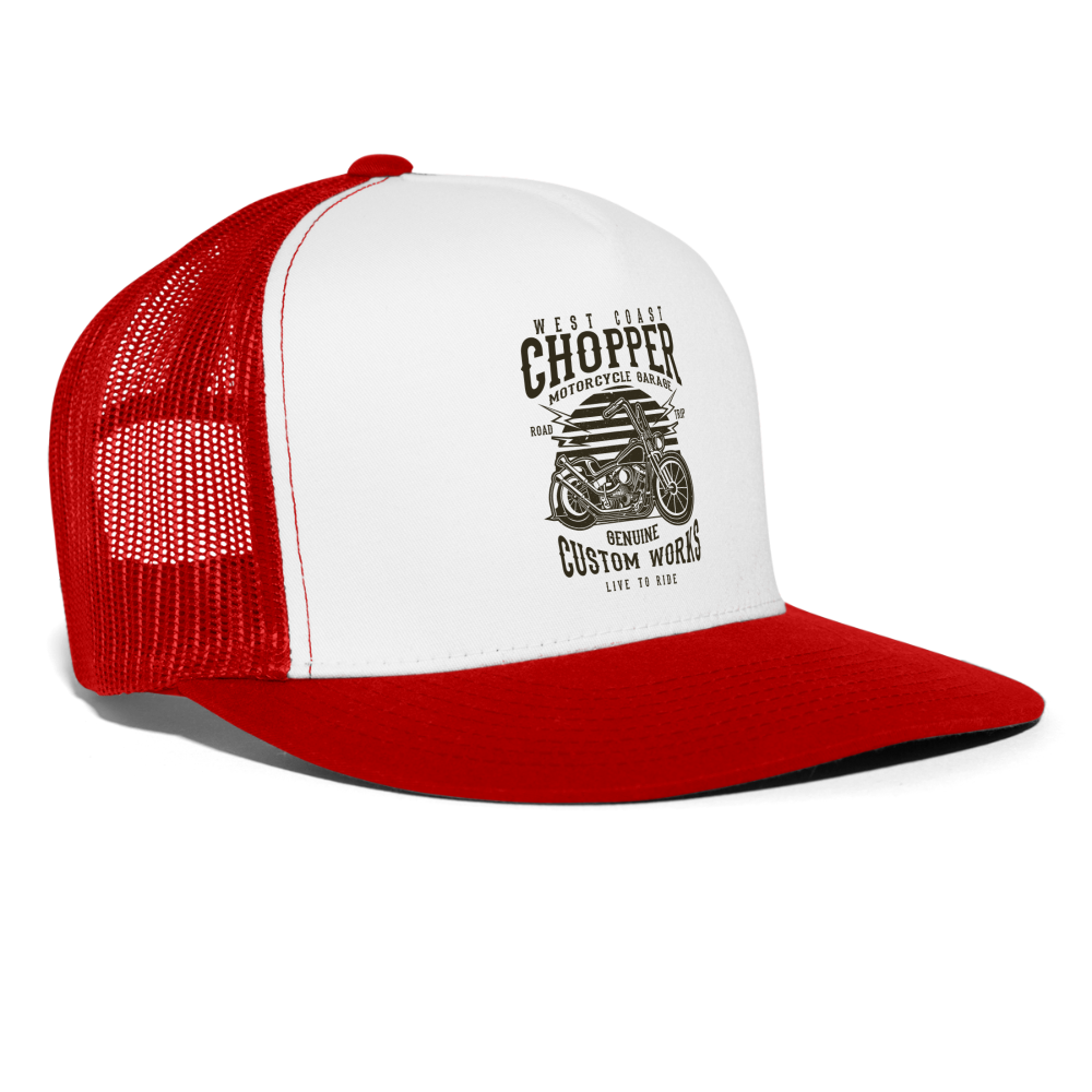 west coast chopper Trucker Cap - white/red