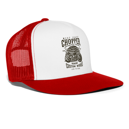 west coast chopper Trucker Cap - white/red