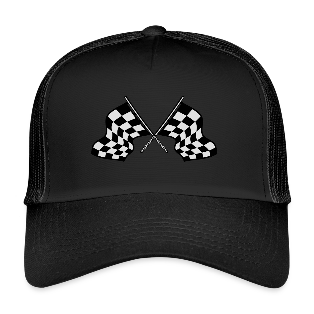 checkered flag Trucker Cap - black/black