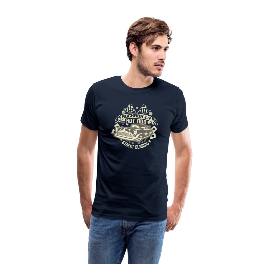 Rockabilly Hotrod Men’s Premium T-Shirt - navy