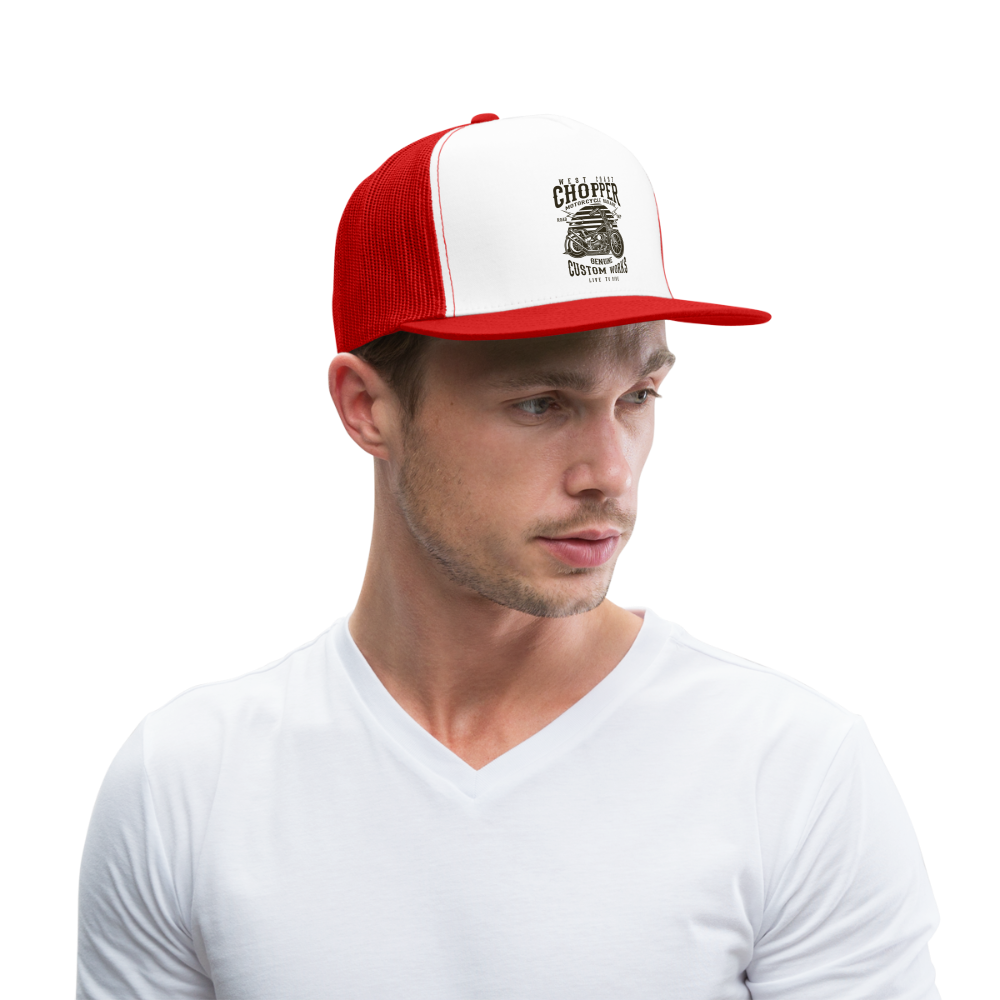 west coast chopper Trucker Cap - white/red