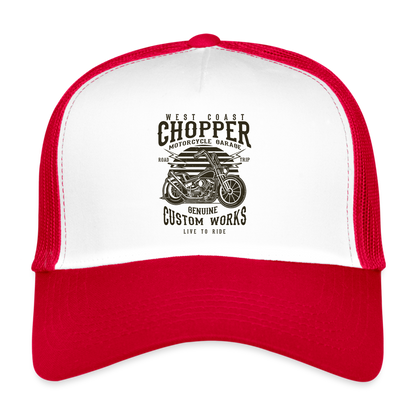 west coast chopper Trucker Cap - white/red