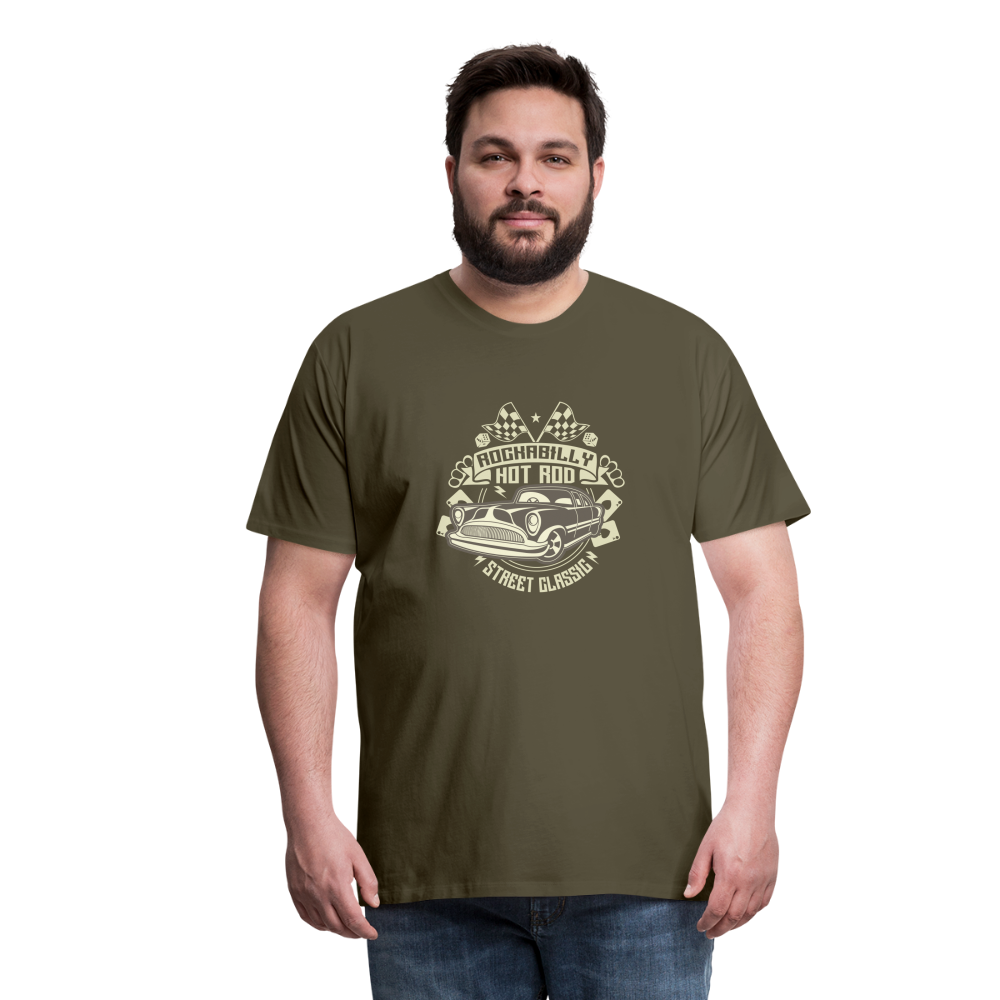 Rockabilly Hotrod Men’s Premium T-Shirt - khaki