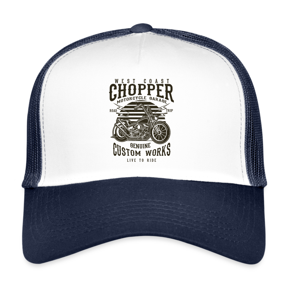 west coast chopper Trucker Cap - white/navy