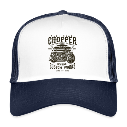 west coast chopper Trucker Cap - white/navy