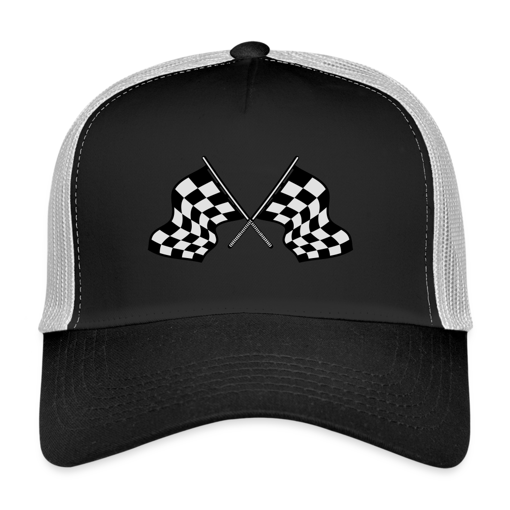 checkered flag Trucker Cap - black/stone grey