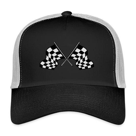 checkered flag Trucker Cap - black/stone grey