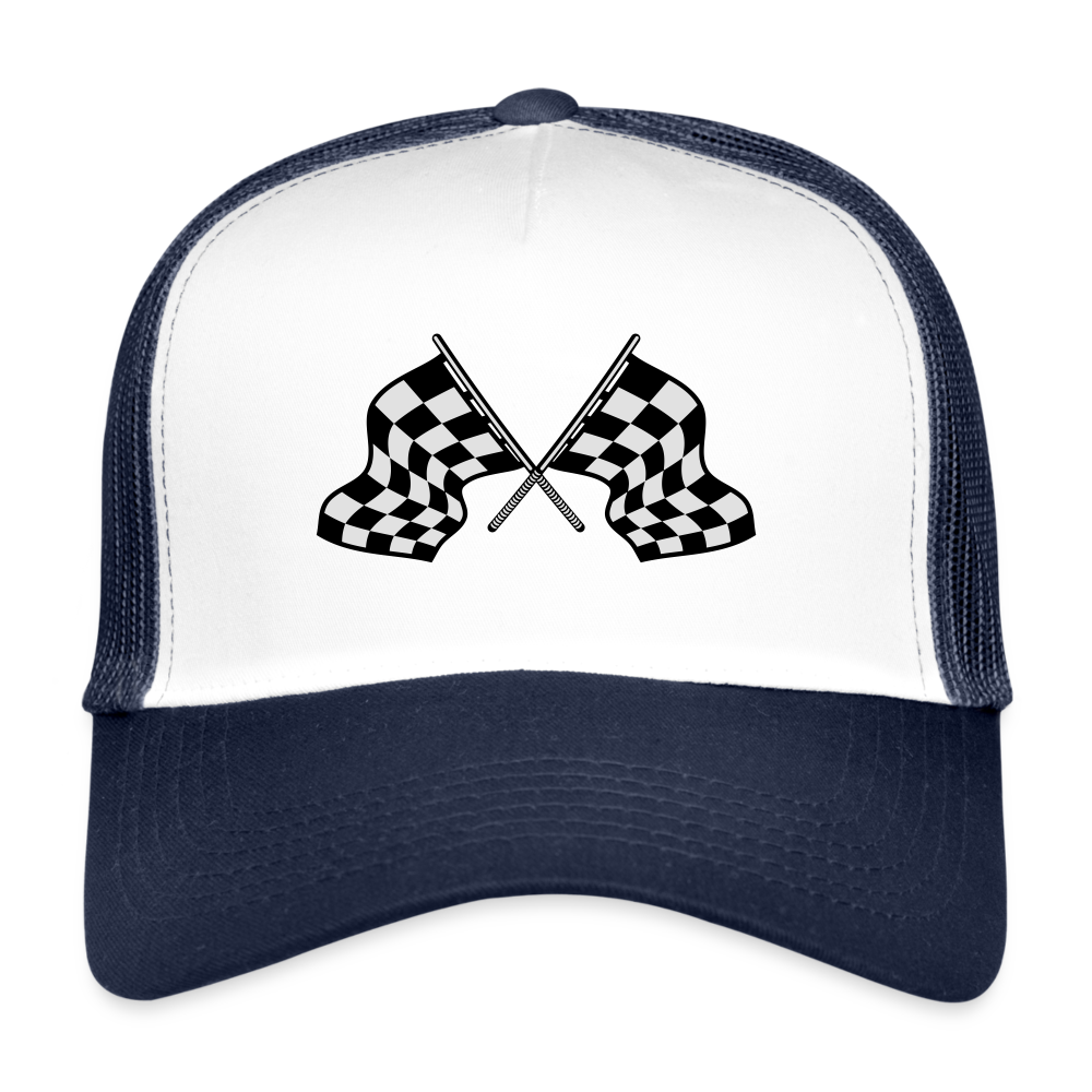 checkered flag Trucker Cap - white/navy