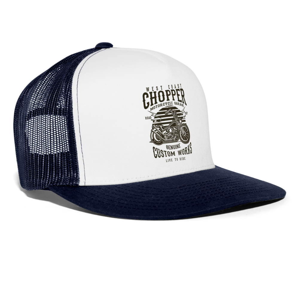 west coast chopper Trucker Cap - white/navy