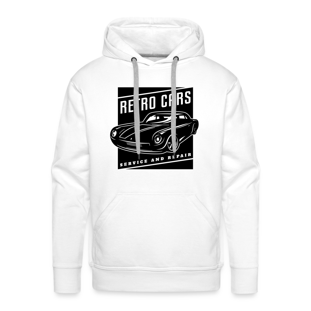 retro car services emblem Men’s Premium Hoodie - white