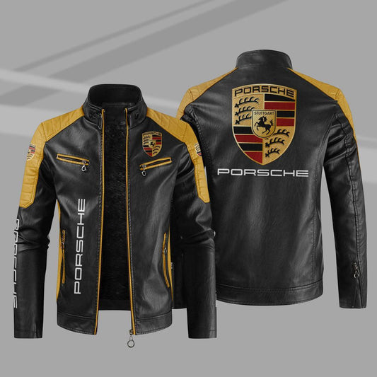 Porsche Jacke Porsche Sport Lederjacke V21 - Schwarz Gelb / XL