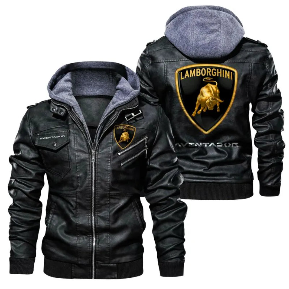 Lamborghini Jacket Lamborghini Racing Leather Jacket V26 - XS / Black