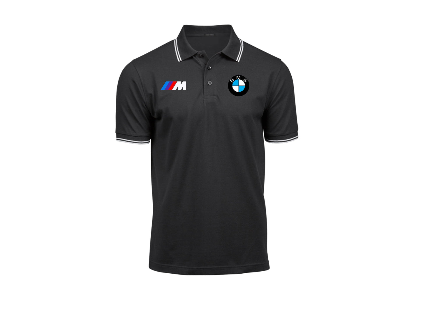 BMW Poloshirt mit Kragen in zwei Farben - XS / Schwarz und weiß