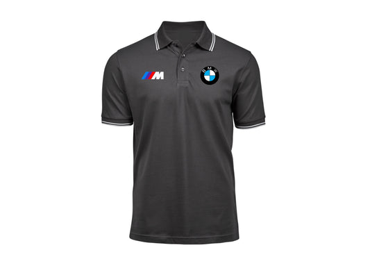 BMW Poloshirt mit Kragen in zwei Farben - Mittel / Dunkelgrau und Weiß