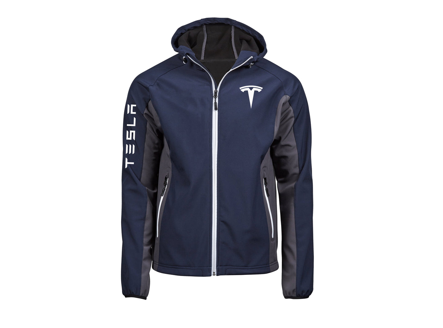 Tesla Two-Tone Soft Shell Jacket with Hood - XS / Navy Blue &amp; Gray