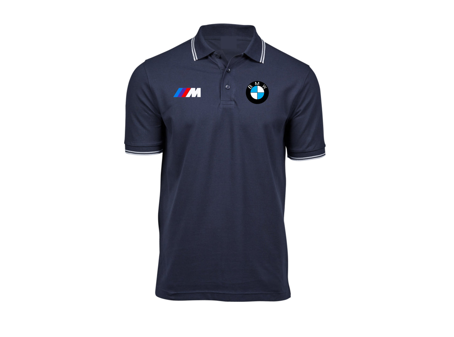 BMW Poloshirt mit Kragen in zwei Farben - Mittel / Marineblau und Weiß