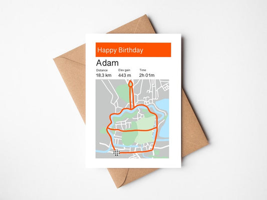 Personalized Strava-Style Birthday Card for Runners and Cyclists - No, leave blank